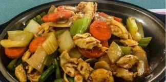 Receta de pollo salteado con verduras y almendras